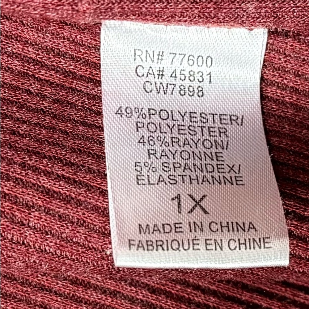 Chaser Size 1x Burgundy Women's Cardigan - Picture 5 of 7